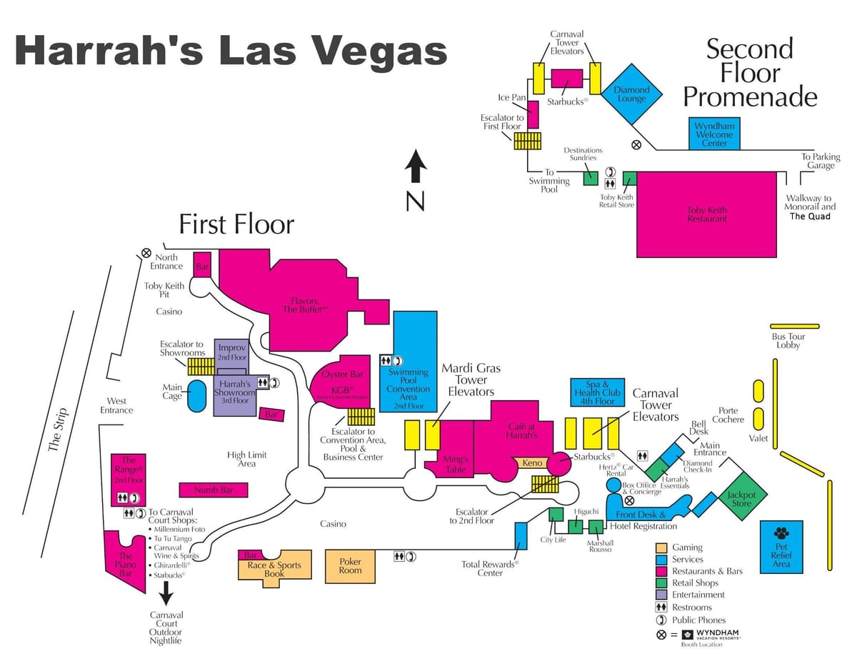 карта отеля harrah's в Лас-Вегасе